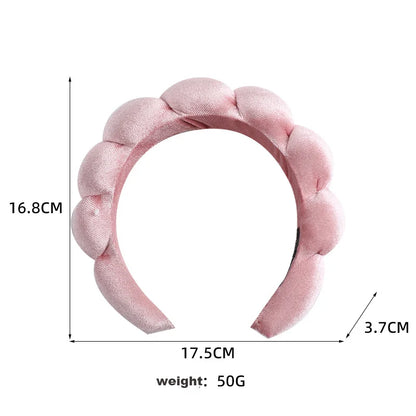 Retro Puffy Velvet Sponge Headband – Padded Makeup Hairband for Women & Girls