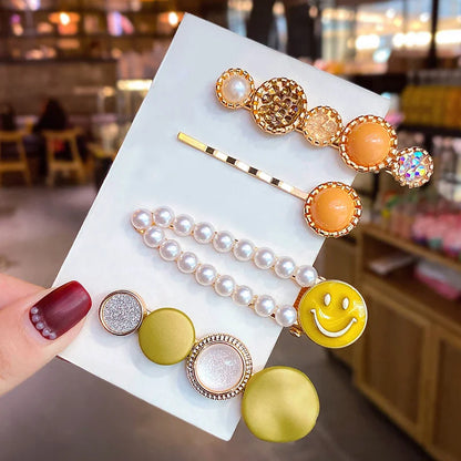 Acrylic Pearl Hair Clip Set – Geometric Hairgrip Barrettes for Women & Girls