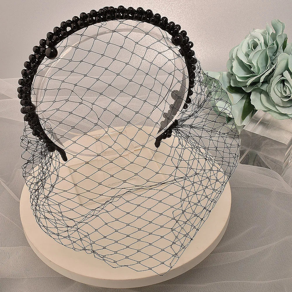 Pearl Beads Bridal Birdcage Veil