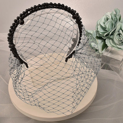 Pearl Beads Bridal Birdcage Veil