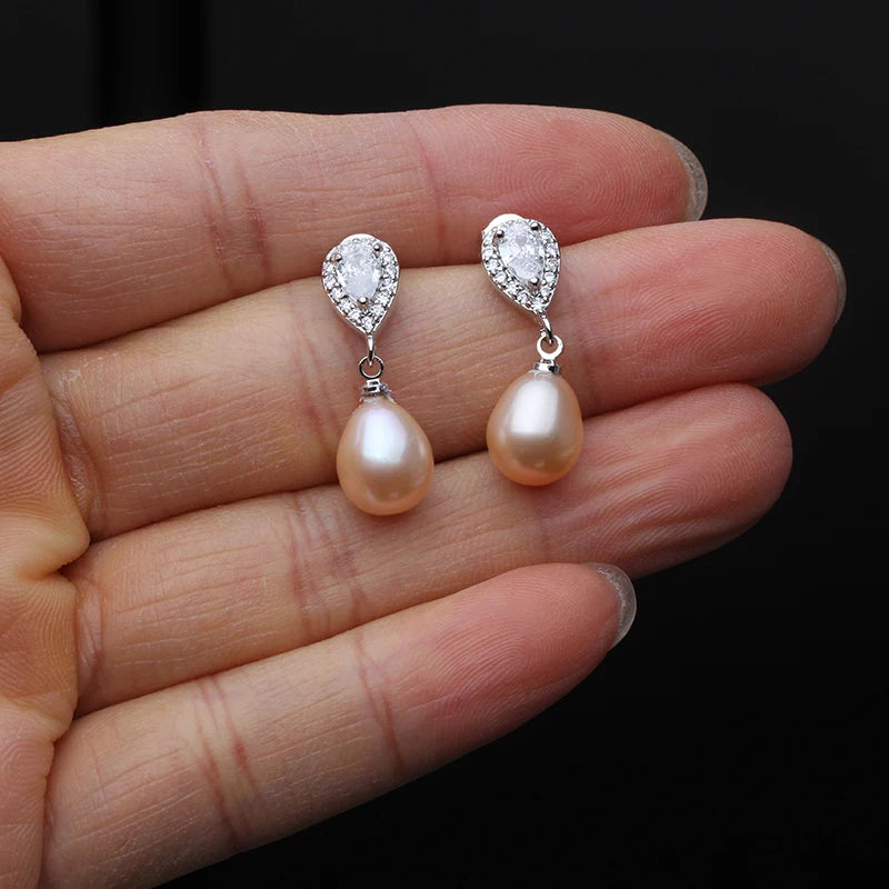 Freshwater Pearl Drop Earrings 925 Silver