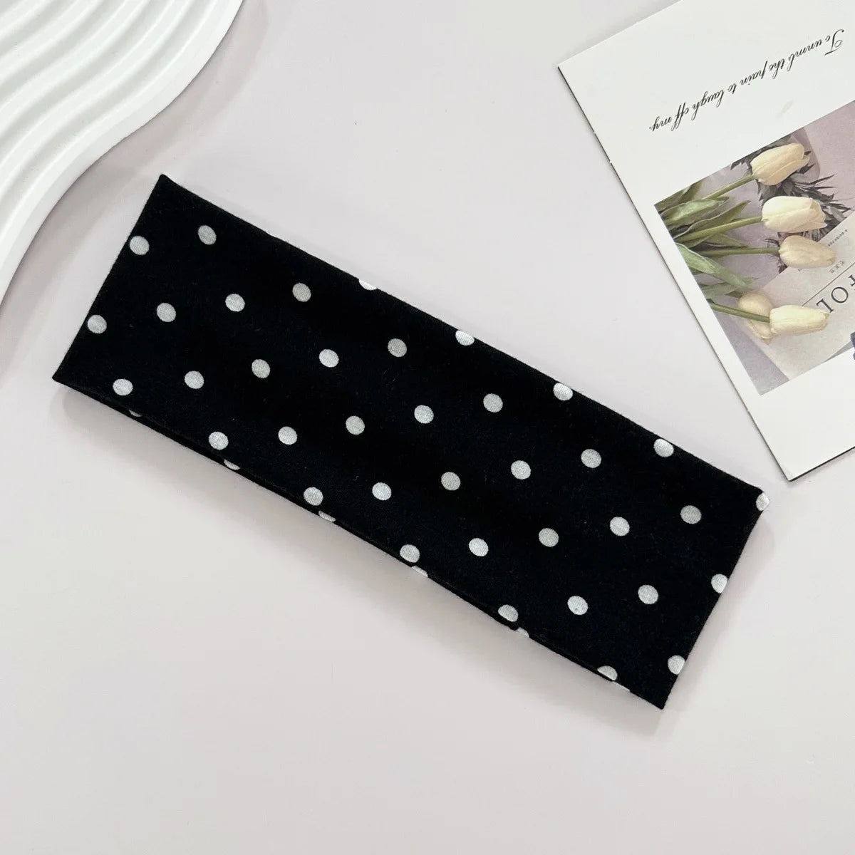 Polka Dot Elastic Sports Headband – Sweat-Absorbent Yoga & Fitness Hairband for Women