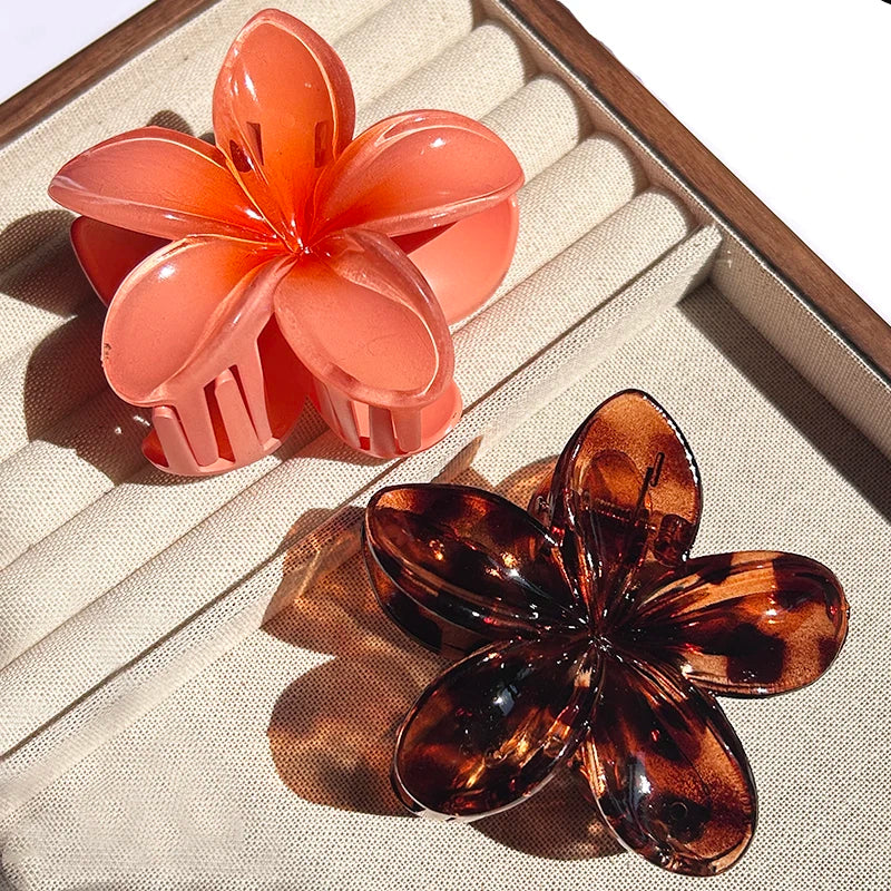 2-Piece Bohemian Flower Hair Claw Clip Set – Egg Flower Barrette for Women & Girls