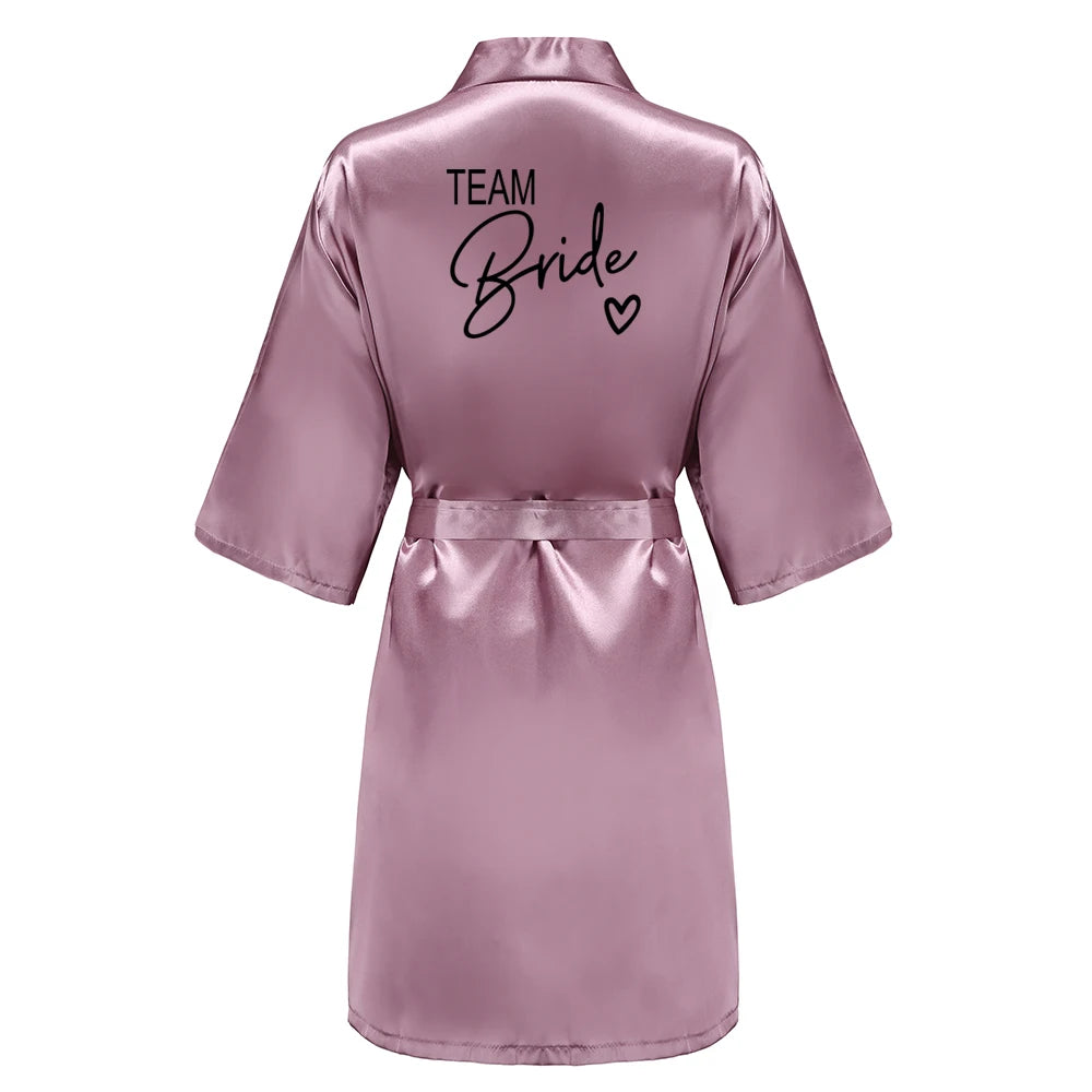 Team Bride Satin Kimono Robe Bridesmaid