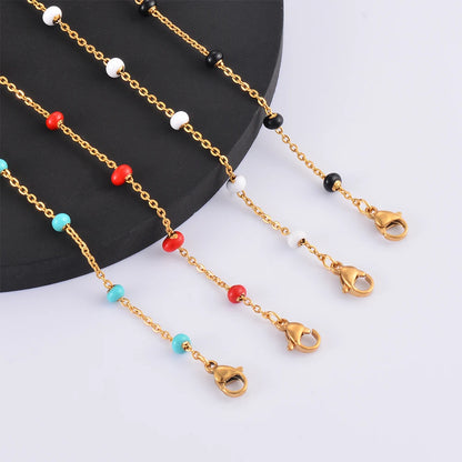 Gold Plated Coloured Enamel Stainless Steel Chain Bracelet