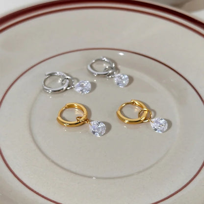 Waterproof 14K Gold Plated Zircon Drop Earrings