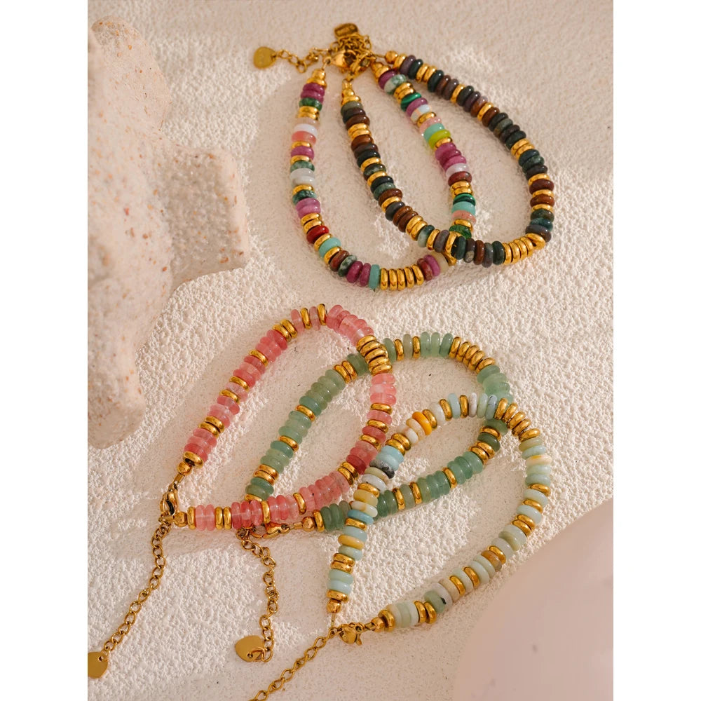 Colourful Natural Stone Beads Handmade Bracelet Bangle