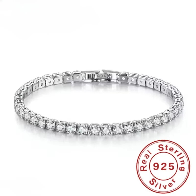 Luxury 925 Silver Cubic Zirconia Crystal Tennis Bracelet by edenista