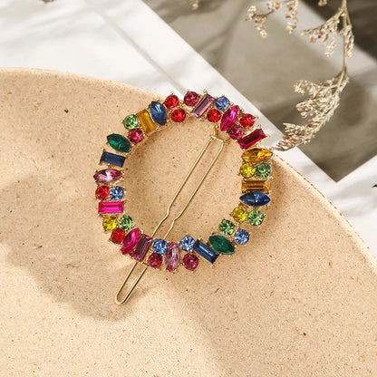 Elegant Round Crystal Metal Hair Clip Barrette – Sweet Gold Hairpin for Women & Girls