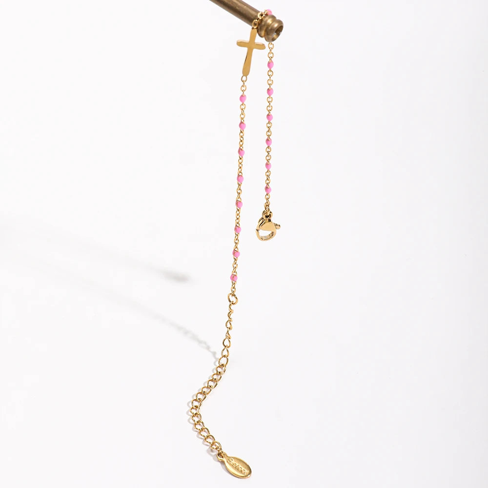 Boho Thin Link Chain Charm Bracelet for Women – Gold