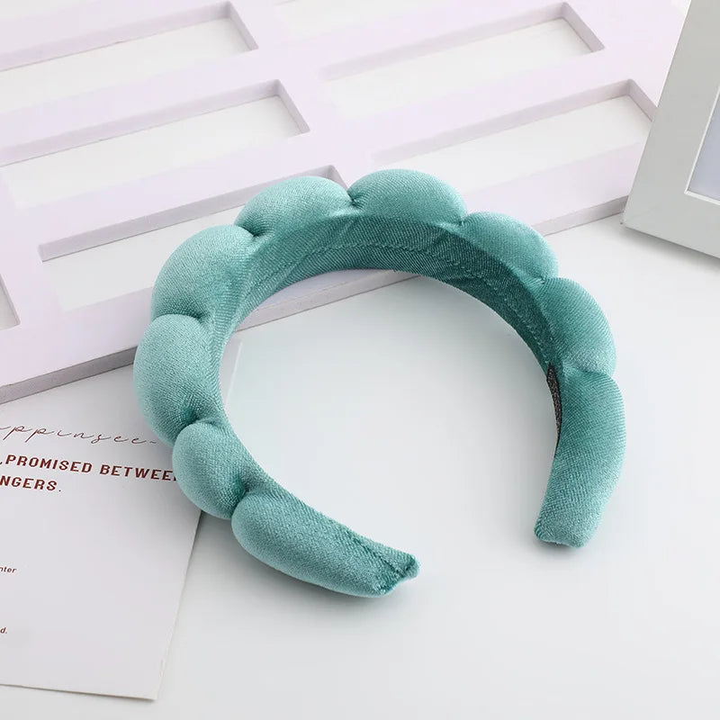 Retro Puffy Velvet Sponge Headband – Padded Makeup Hairband for Women & Girls