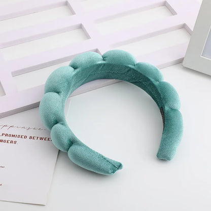 Retro Puffy Velvet Sponge Headband – Padded Makeup Hairband for Women & Girls
