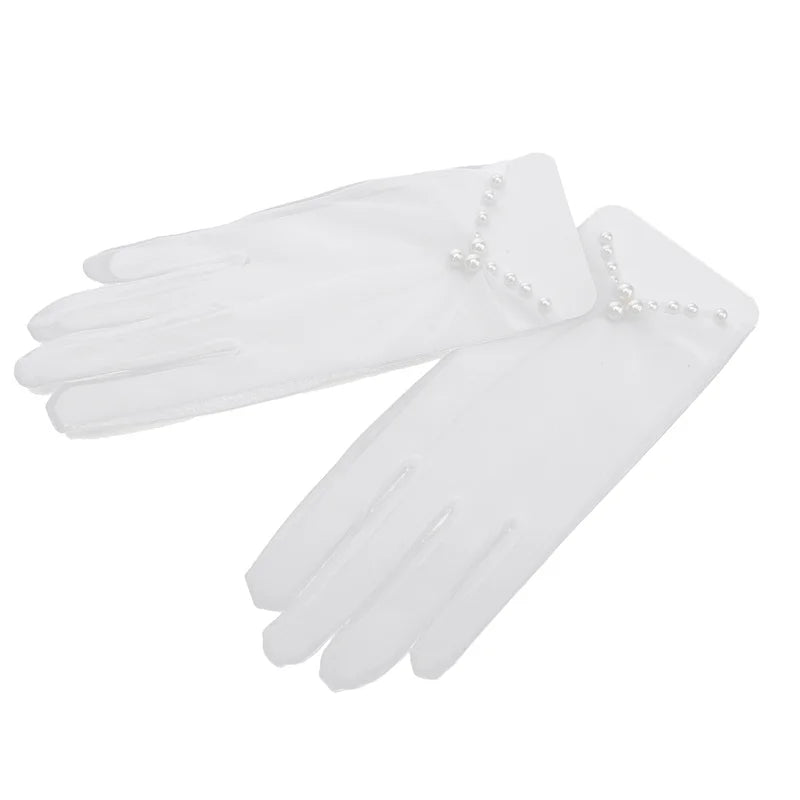 Mesh Lace Bridal Gloves Short Wrist Length