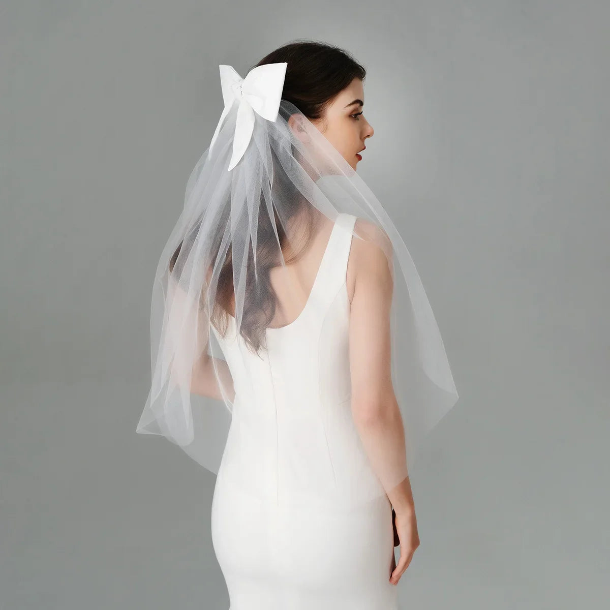 Double Layer Mesh Tulle Short Wedding Veil