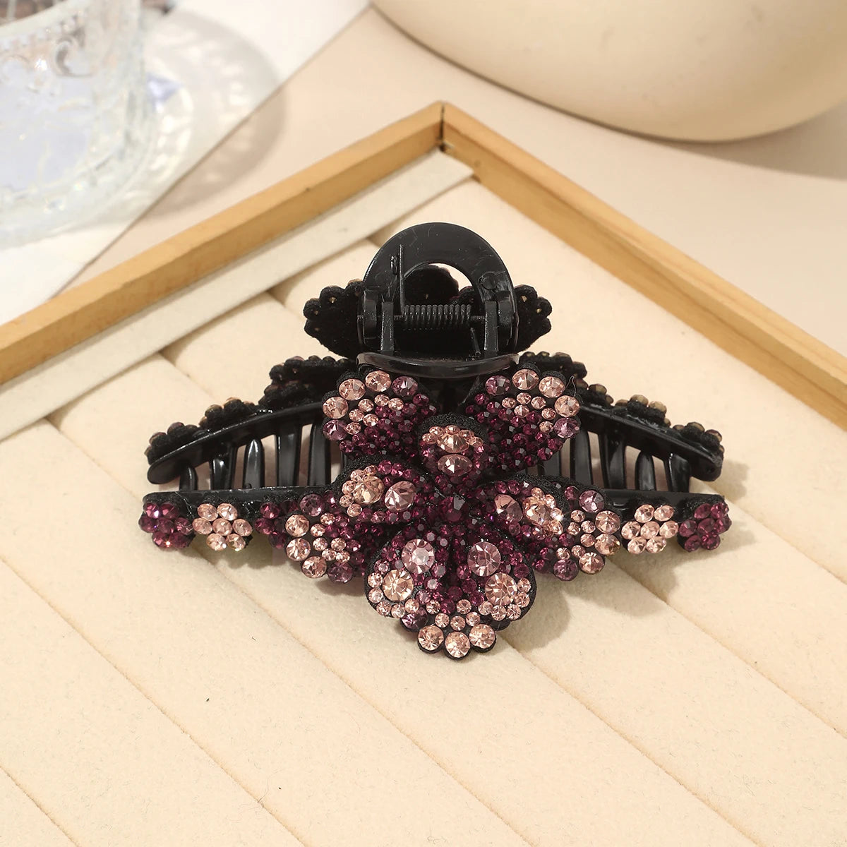 Flower Rhinestone Hair Claw Clips – Fashion Hairgrip Barrettes for Women & Girls