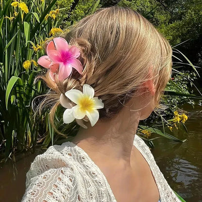 2-Piece Bohemian Flower Hair Claw Clip Set – Egg Flower Barrette for Women & Girls