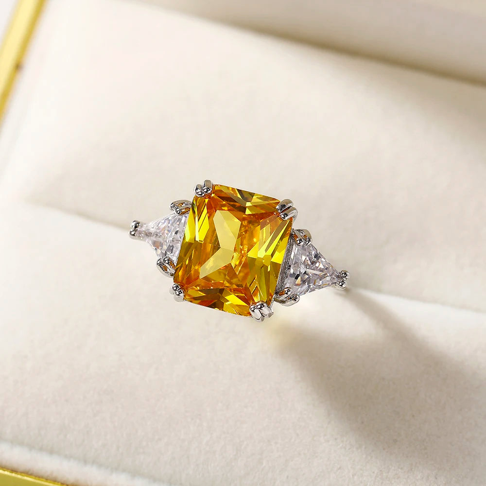Huitan Square CZ Ring for Women