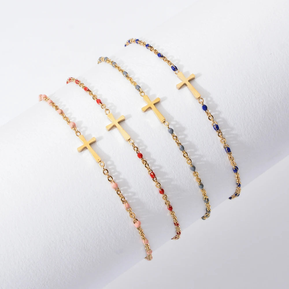 Boho Thin Link Chain Charm Bracelet for Women – Gold