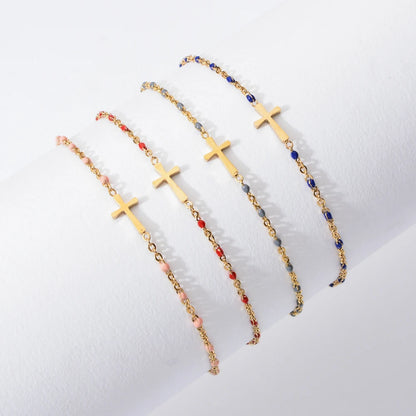 Boho Thin Link Chain Charm Bracelet for Women – Gold