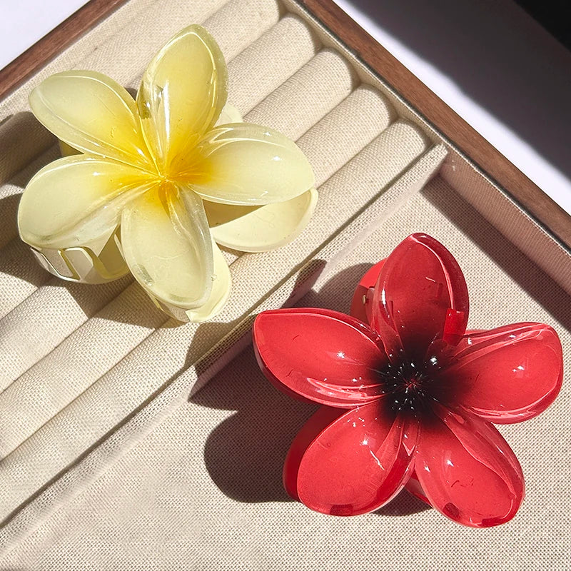 2-Piece Bohemian Flower Hair Claw Clip Set – Egg Flower Barrette for Women & Girls