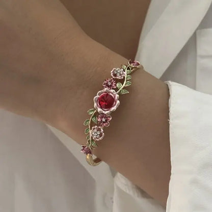 Tulip Flower Bracelet for Women – Copper & Zircon