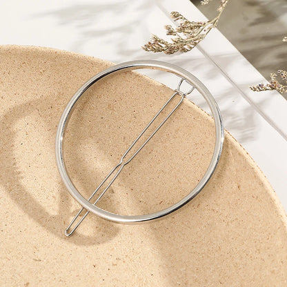 Elegant Round Crystal Metal Hair Clip Barrette – Sweet Gold Hairpin for Women & Girls