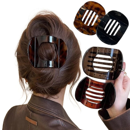 Edenista flat crab hair clip set of four in tortoiseshell, black, brown and red tones
