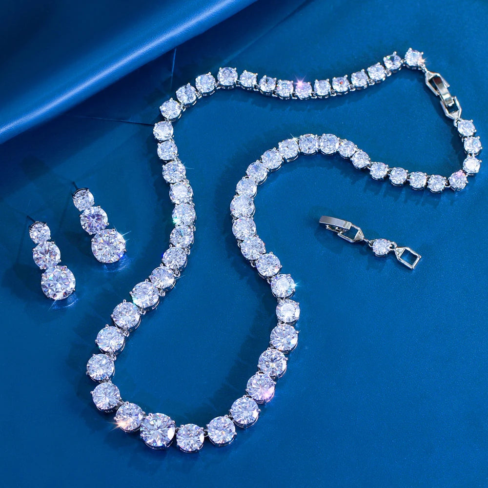 CZ Tennis Necklace and Earrings Bridal Set