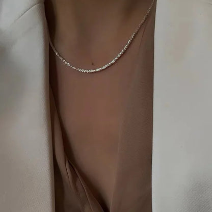 Shiny Sparkling Necklace Bracelet Set For Women Girls Minimalist Silver Plated by edenista