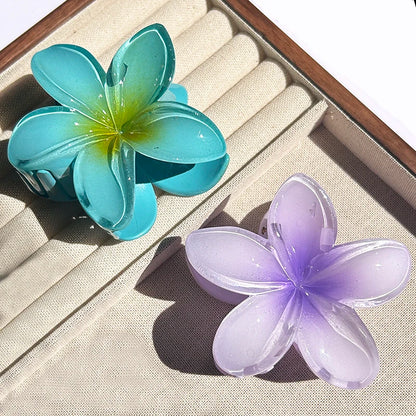 2-Piece Bohemian Flower Hair Claw Clip Set – Egg Flower Barrette for Women & Girls