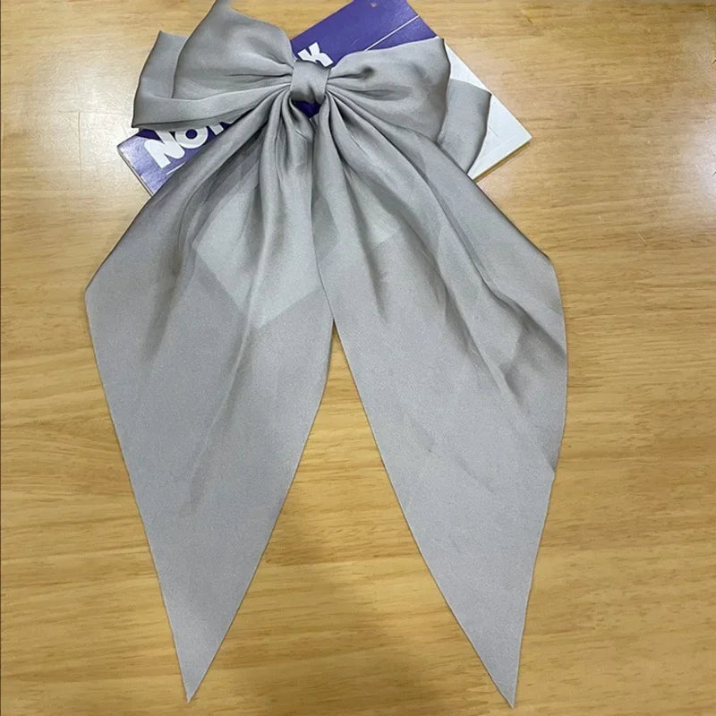Elegant Satin Bow Ribbon Hair Clip – Solid Spring Clip Hairpin for Women & Girls