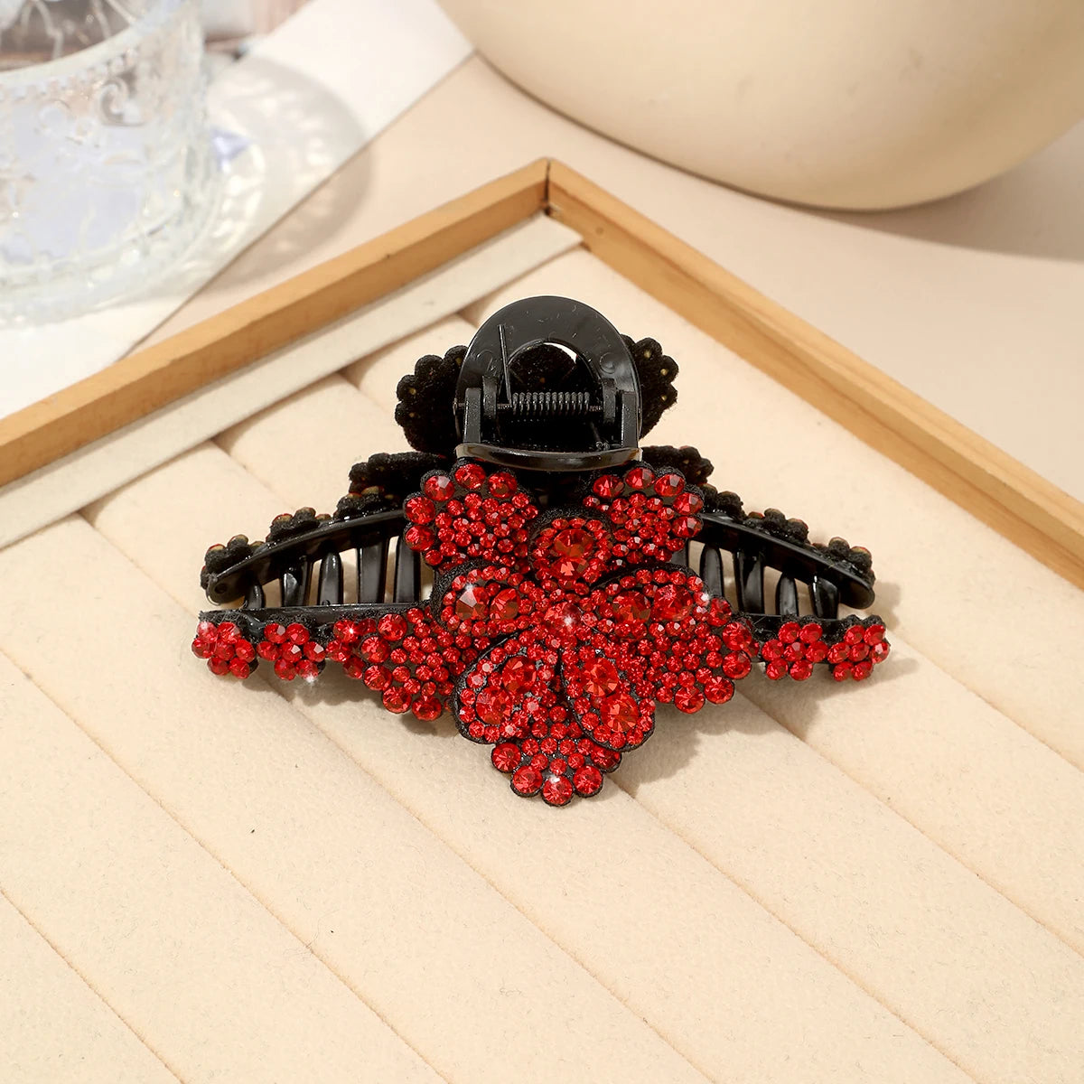 Flower Rhinestone Hair Claw Clips – Fashion Hairgrip Barrettes for Women & Girls