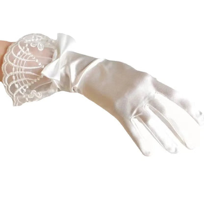 Mesh Lace Bridal Gloves Short Wrist Length