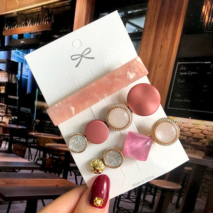 Acrylic Pearl Hair Clip Set – Geometric Hairgrip Barrettes for Women & Girls
