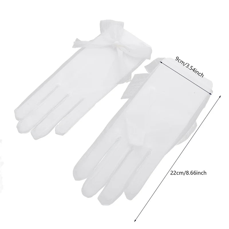 Mesh Lace Bridal Gloves Short Wrist Length