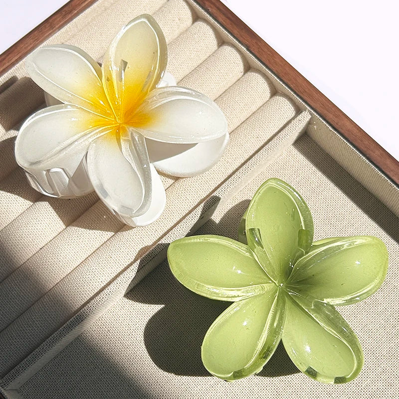 2-Piece Bohemian Flower Hair Claw Clip Set – Egg Flower Barrette for Women & Girls