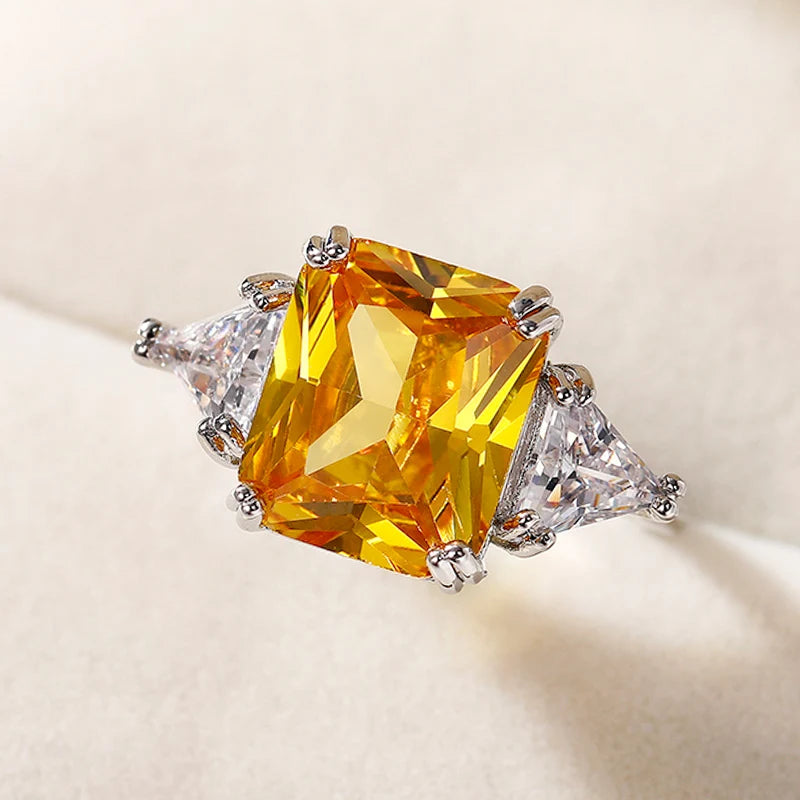 Huitan Square CZ Ring for Women