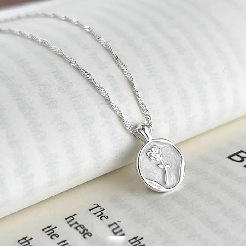 925 Silver Tulip Flower Pendant Necklace