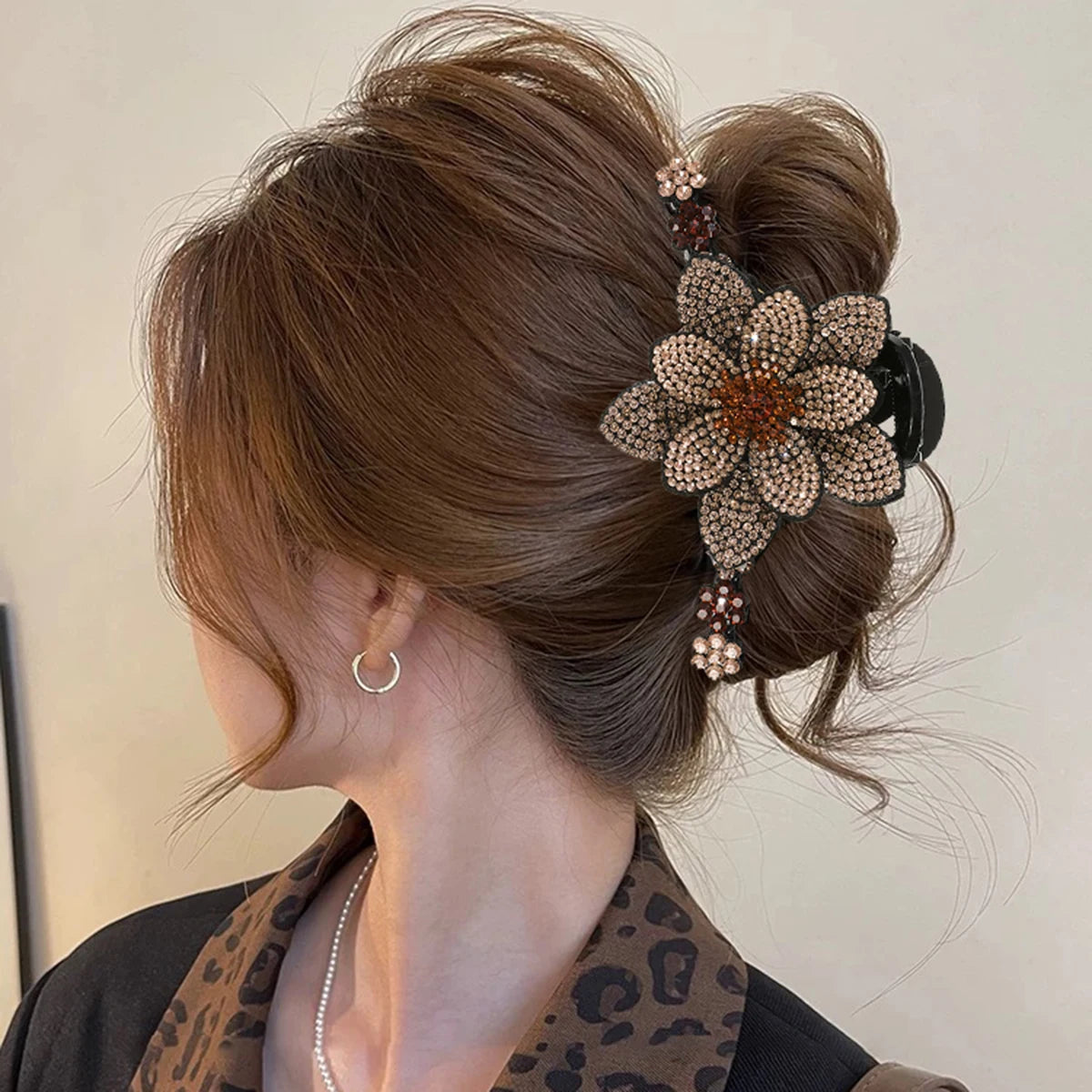 Flower Rhinestone Hair Claw Clips – Fashion Hairgrip Barrettes for Women & Girls