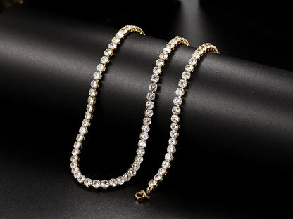 Iced Out Cubic Zirconia Tennis Chain Choker Necklace – Hiphop Jewelry for Women