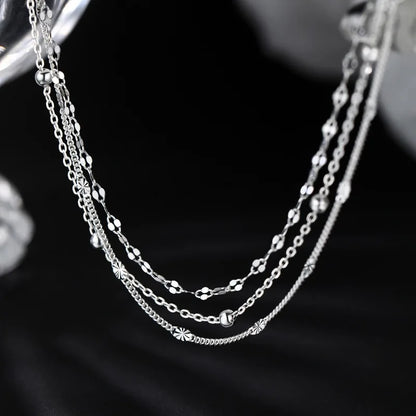 Three-Layer Geometric Bead Bracelet – 925 Sterling Silver
