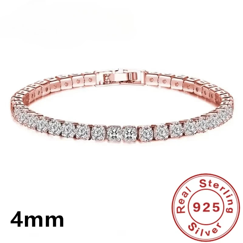Luxury 925 Silver Cubic Zirconia Crystal Tennis Bracelet by edenista