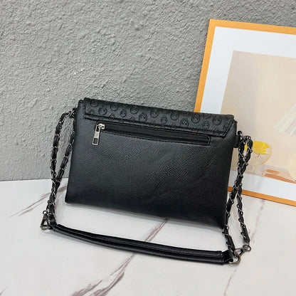 PU Leather Flap Shoulder Bag for Women – Gothic Chain