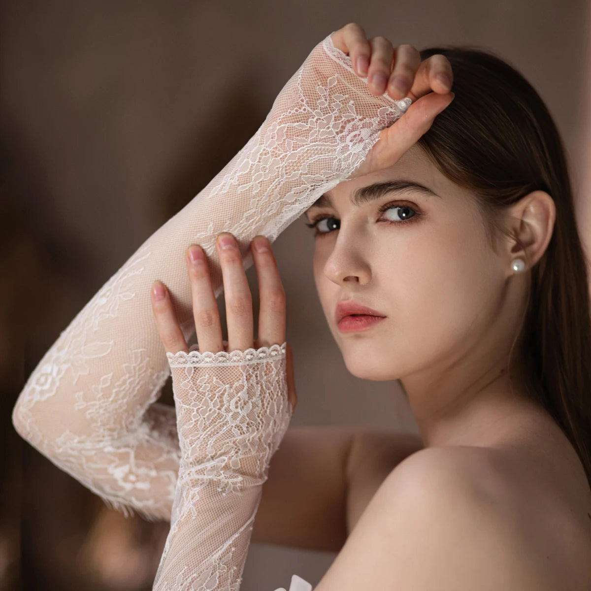 Eyelash Lace Opera Bridal Gloves Fingerless