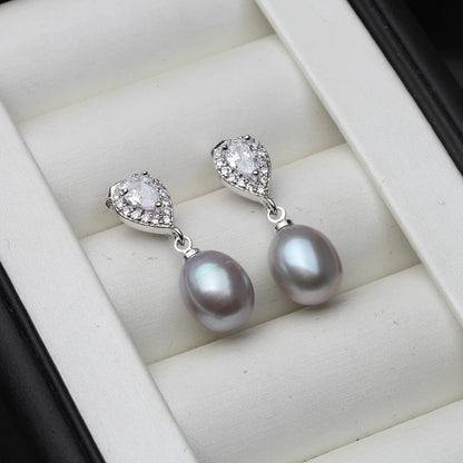 Freshwater Pearl Drop Earrings 925 Silver