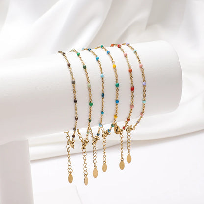 Colourful Thin Link Chain Stainless Steel Bracelet for Women
