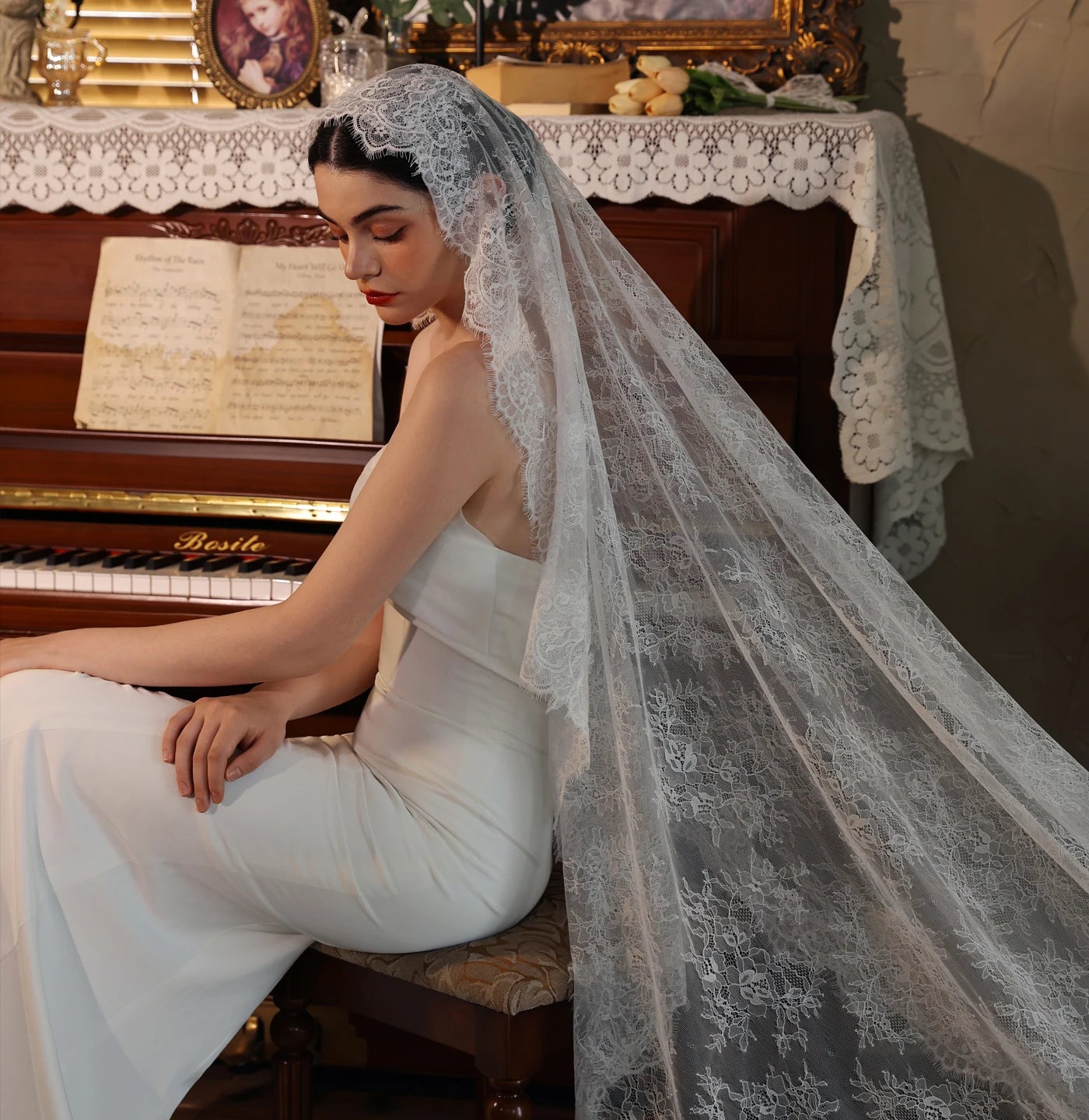 Long Lace Chapel Bridal Veil