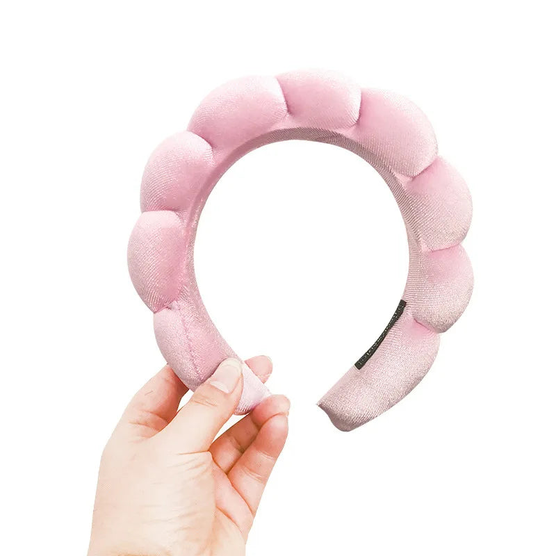 Retro Puffy Velvet Sponge Headband – Padded Makeup Hairband for Women & Girls