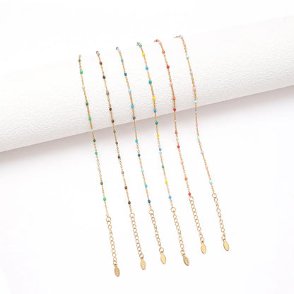 Colourful Thin Link Chain Stainless Steel Bracelet for Women