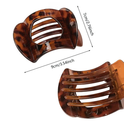 Leopard tortoiseshell crab hair clips, 2-pack, each about 7×9 cm